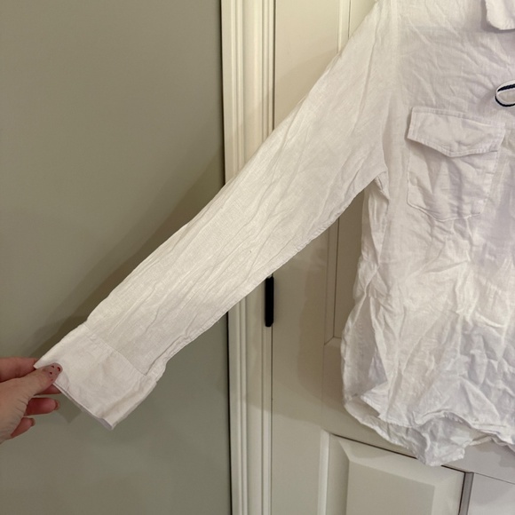 Rails Matea White Linen Lace Up Blouse White 35020 - Picture 8 of 15